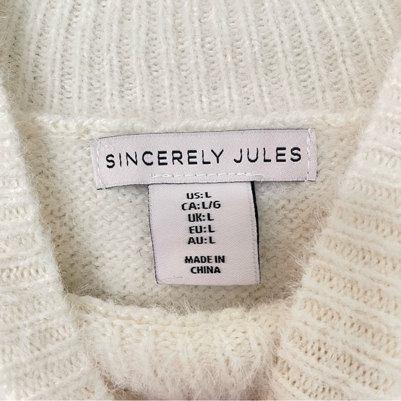 Sincerely Jules Womens Cozy Cream/ivory Mock Neck Fuzzy Sweater Size large - Picture 2 of 4
